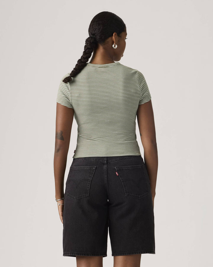 Lichen Dark Green Stripe Hayes Cropped Tee | Levi's
