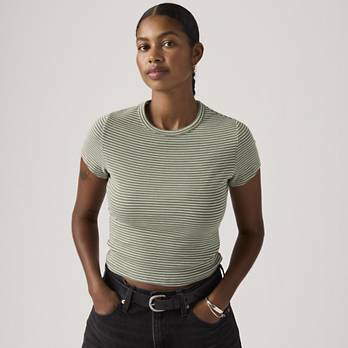 Lichen Dark Green Stripe Hayes Cropped Tee | Levi's