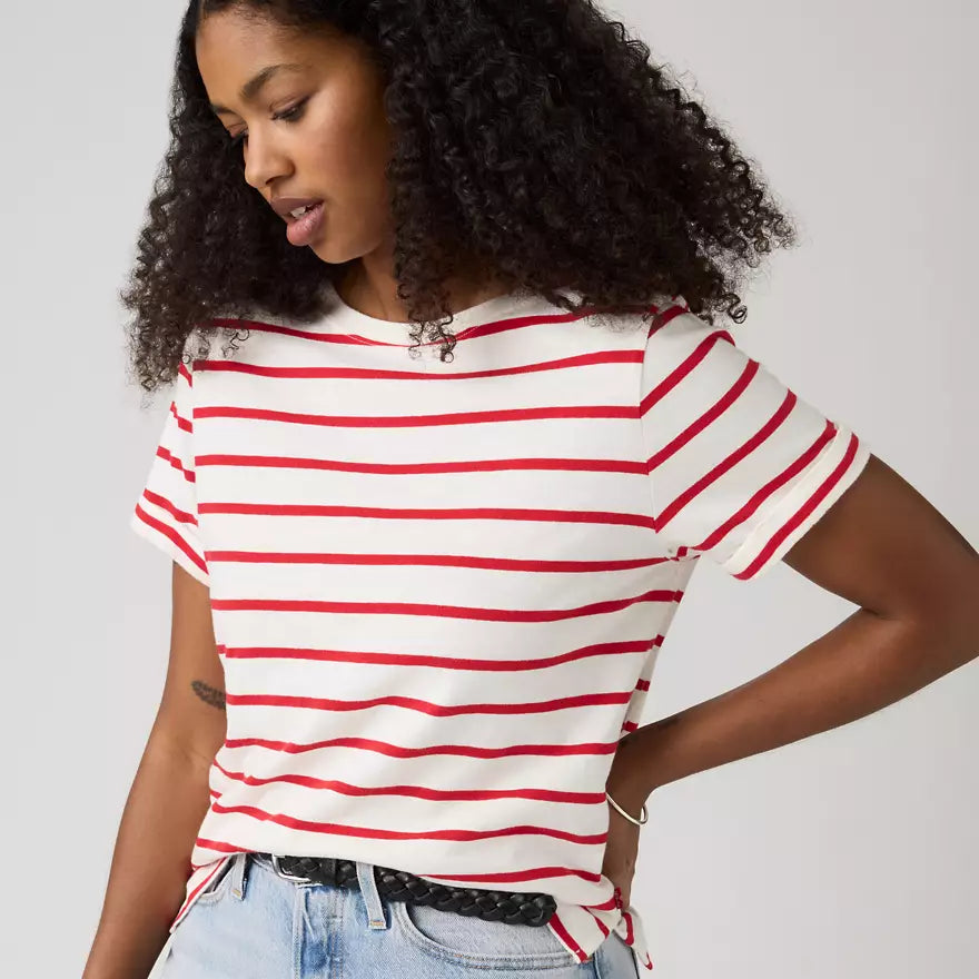 Julie Slub Short Sleeve Tee – Saint Stripe Egret Urban Red | Levi's