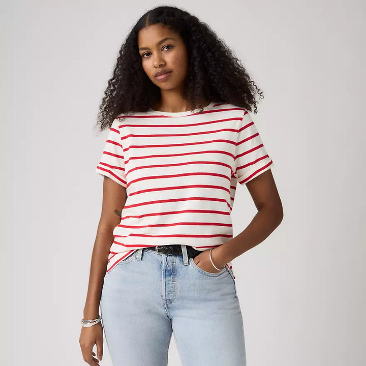 Julie Slub Short Sleeve Tee – Saint Stripe Egret Urban Red | Levi's