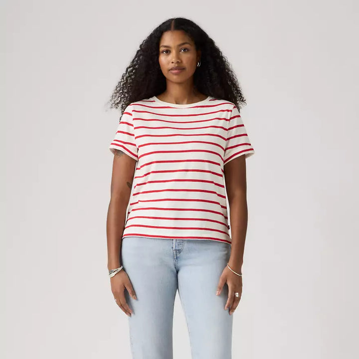 Julie Slub Short Sleeve Tee – Saint Stripe Egret Urban Red | Levi's