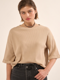 waffle tee In taupe by weslynn clothing. Fall23. Jolie folie boutique