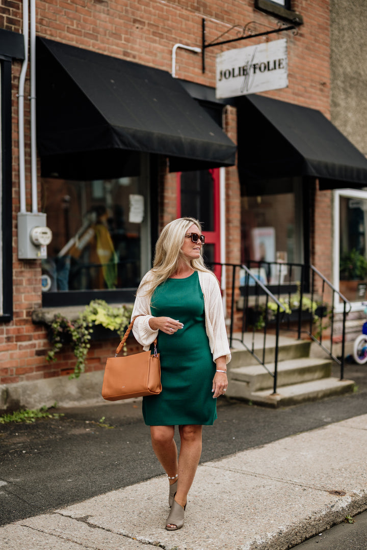 Knit Shift Mini Dress | Apricot