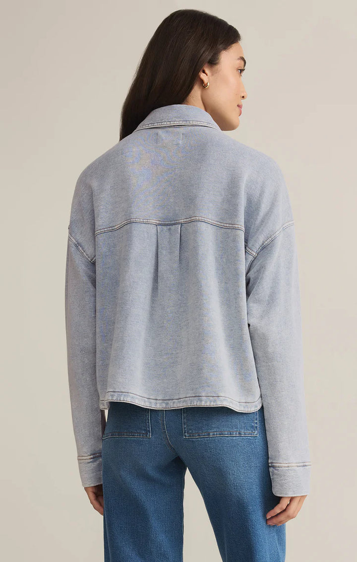 PRESALE All Day Cropped Knit Jacket - Washed Indigo