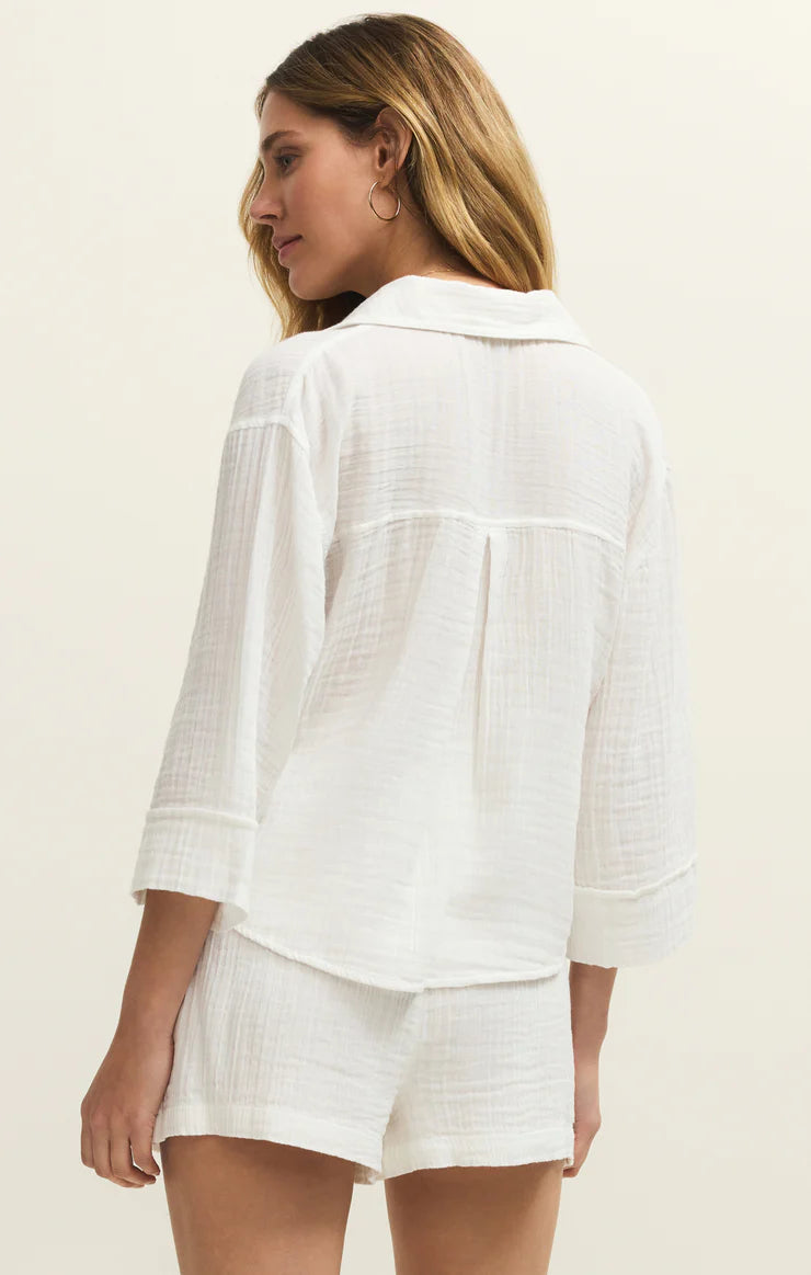 Helena White Gauze Button Up Shirt | Z Supply