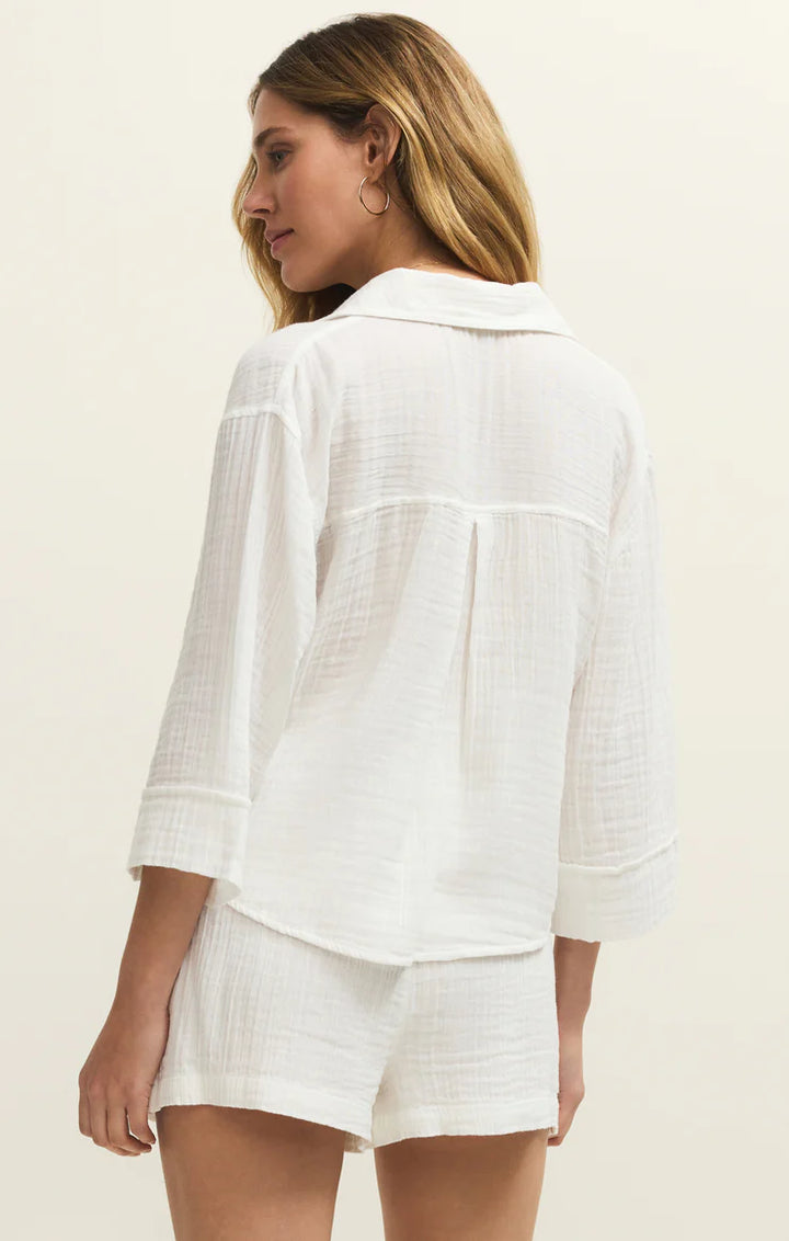 Helena White Gauze Button Up Shirt | Z Supply