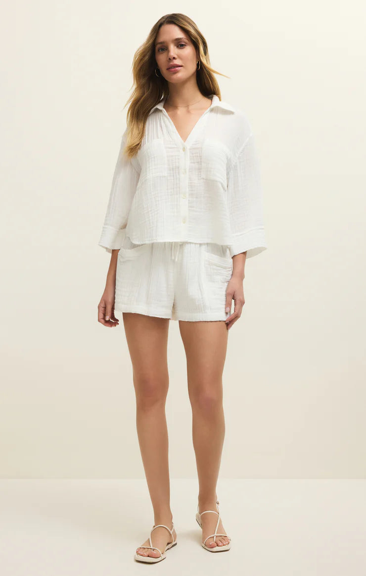 Helena White Gauze Button Up Shirt | Z Supply