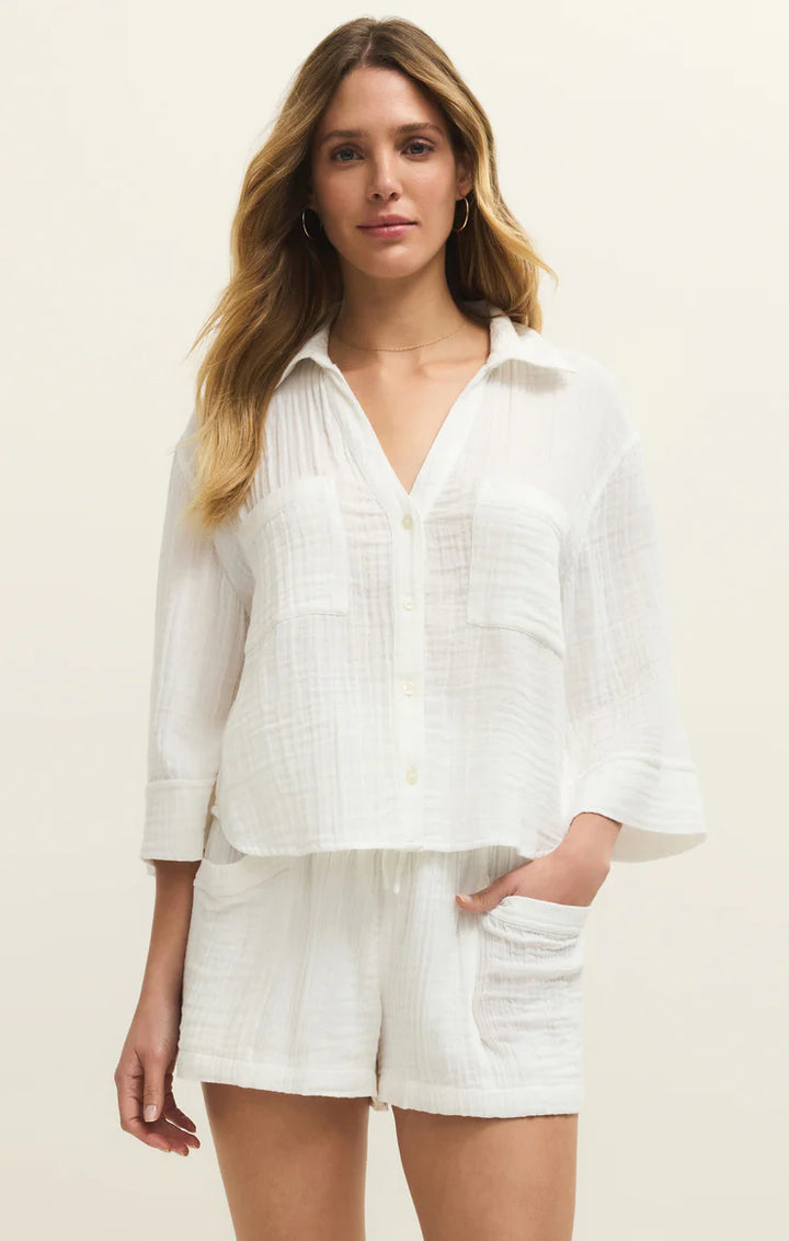 Helena White Gauze Button Up Shirt | Z Supply