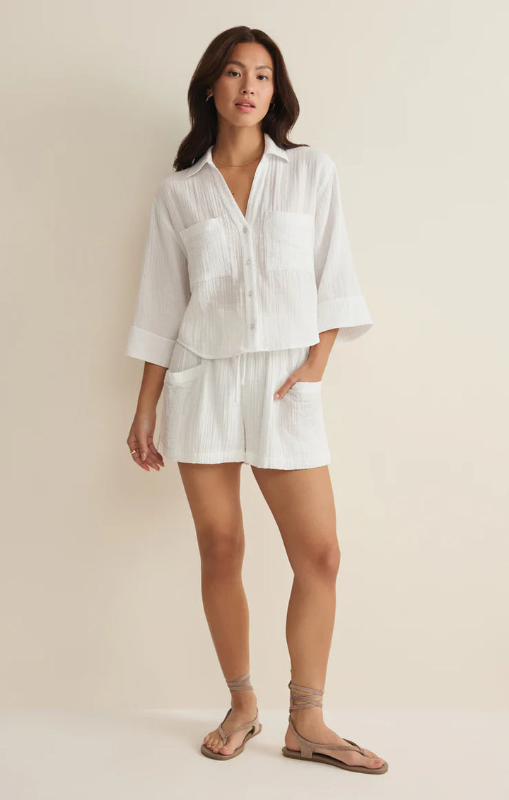 Helena White Gauze Button Up Shirt | Z Supply