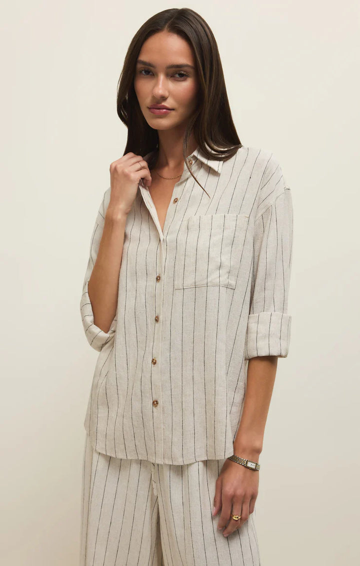 Alfie Striped Linen Button Up Top | Z Supply