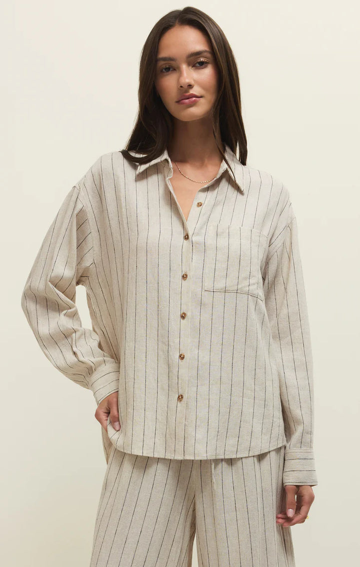 Alfie Striped Linen Button Up Top | Z Supply