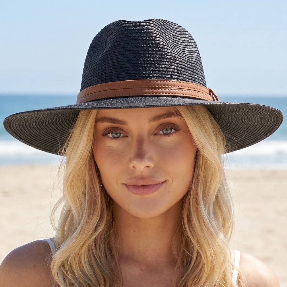 Paper Straw Fedora With Leather Studded Band | Anarchy Street