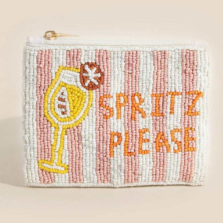Spritz Please Stripped Seed Beaded Coin Purse | Anarchy Street