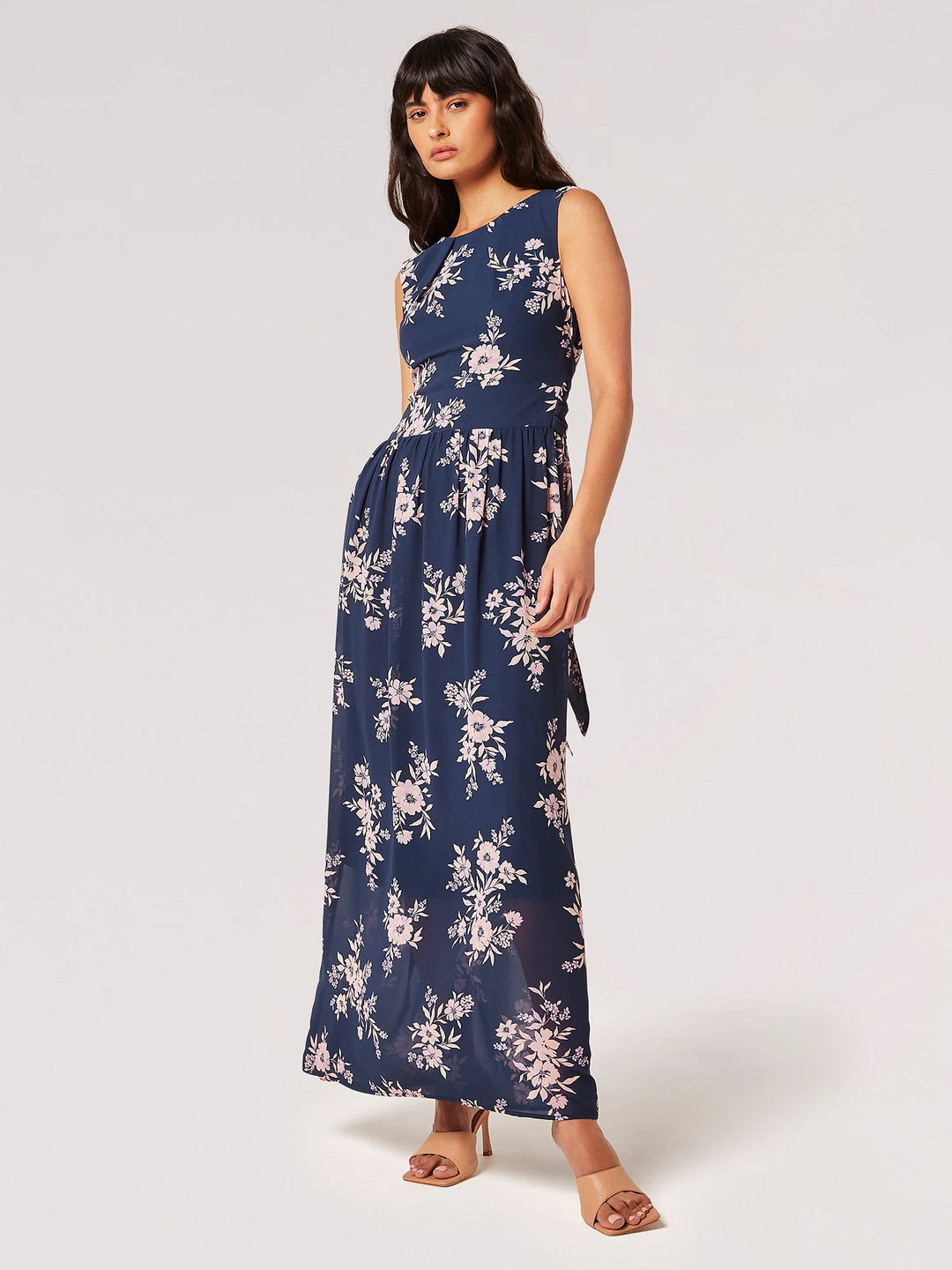 Navy blue 2025 chiffon maxi dress