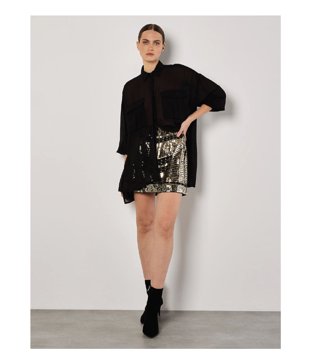 Art Deco Sequin Mini Skirt | Apricot