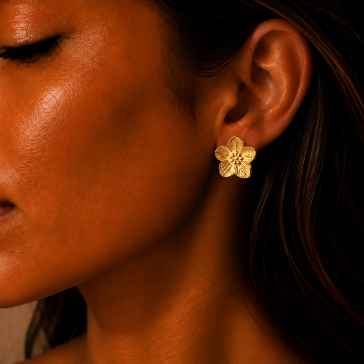 Flower Stud Gold Earrings | Alysha James Jewelry