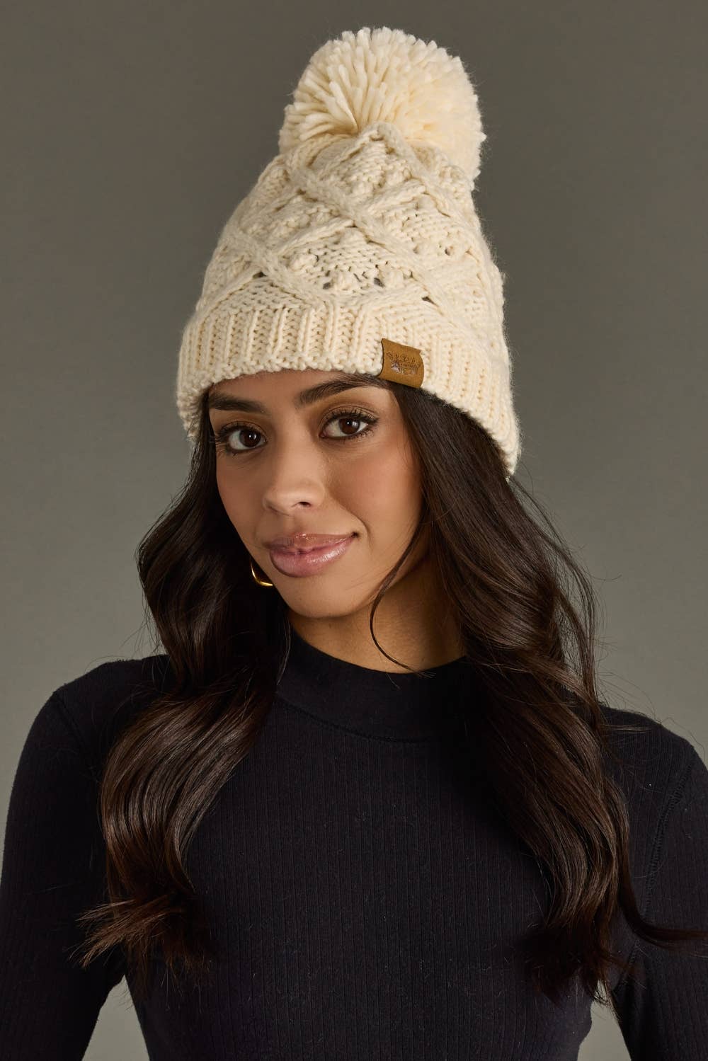 Cream Knit Pom Hat | Panache Apparel Co.