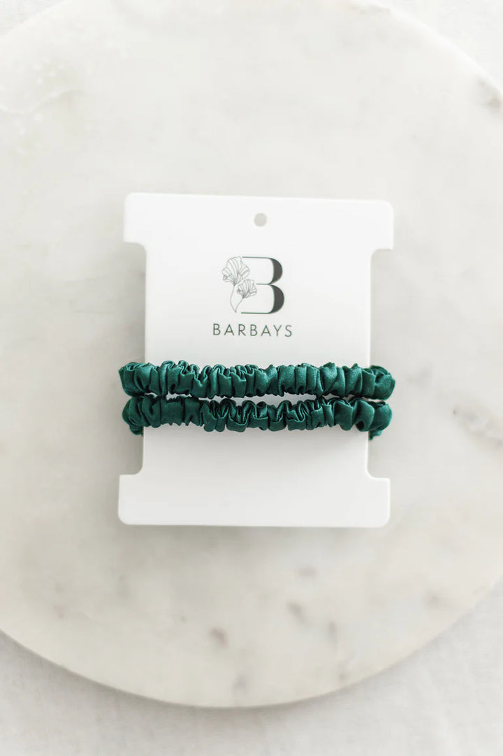 Silk Hair Ties (2 Pack) in Emerald | Barbays