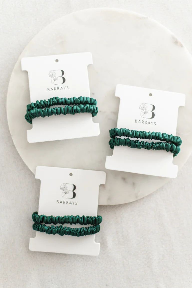 Silk Hair Ties (2 Pack) in Emerald | Barbays