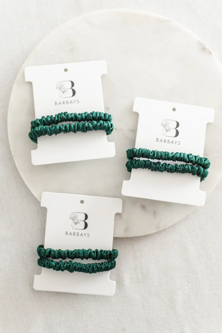 Silk Hair Ties (2 Pack) in Emerald | Barbays