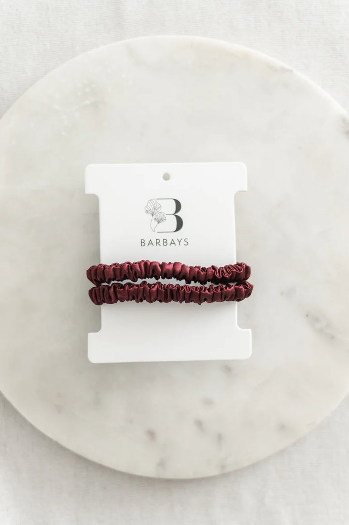 Silk Hair Ties (2 Pack) in Merlot | Barbays