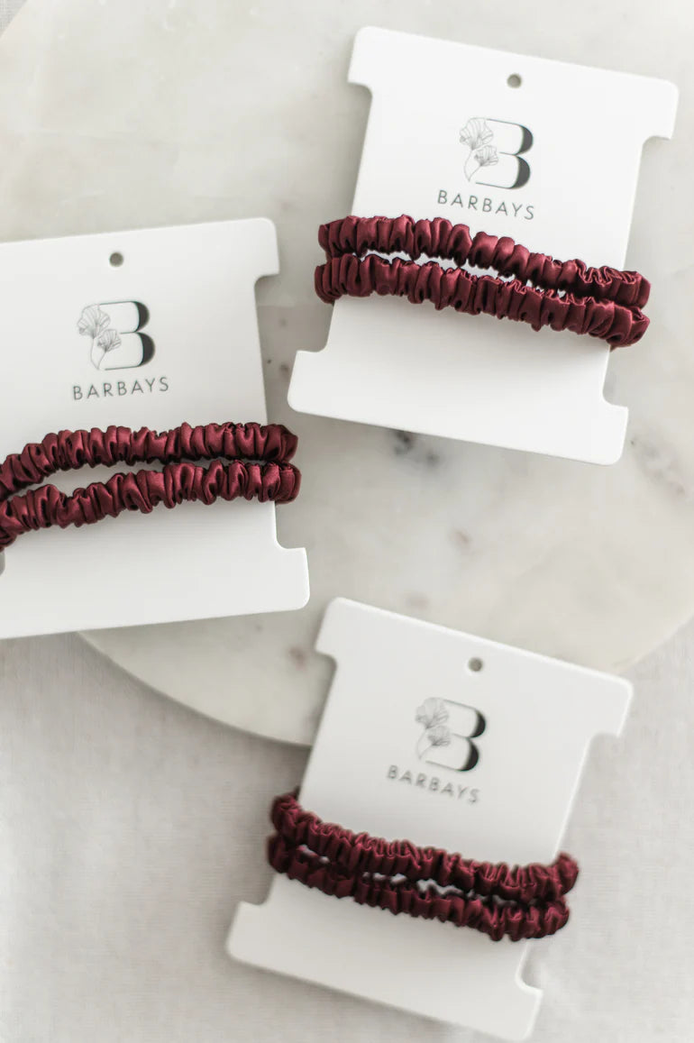 Silk Hair Ties (2 Pack) in Merlot | Barbays