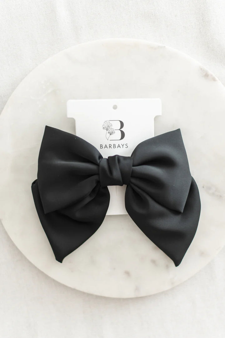 King's Cross Satin Bow in Black | Barbays