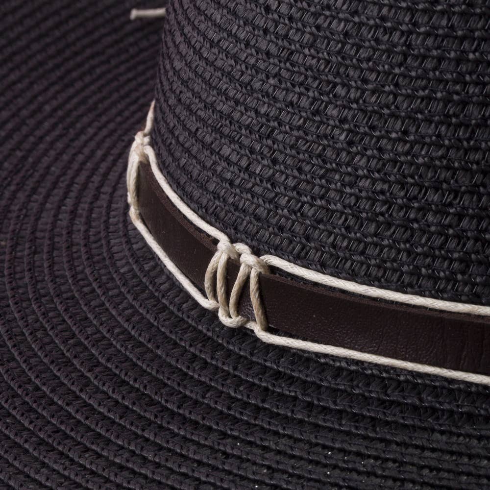 Wide Brim Straw Sun Hat With Cord Hat Band | Anarchy Street