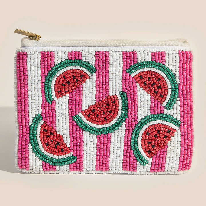 Seed Beaded Striped Watermelon Fruit Coin Purse | Anarchy Street
