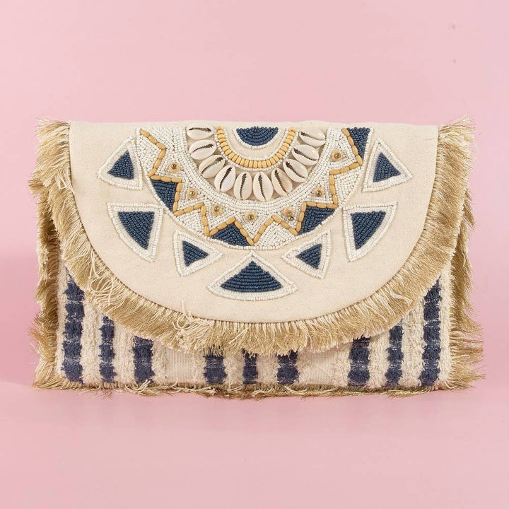 Beaded Fringe Trim Mandala Clutch Bag | Anarchy Street