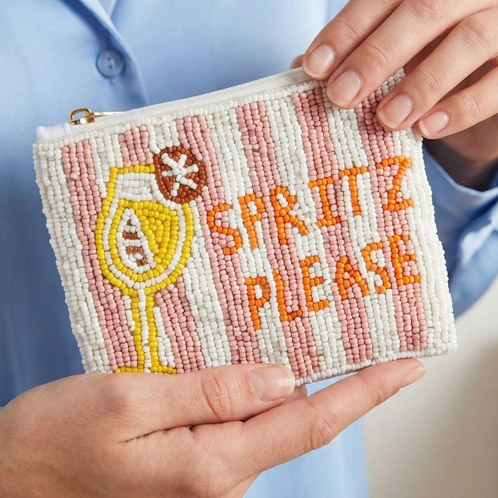 Spritz Please Stripped Seed Beaded Coin Purse | Anarchy Street