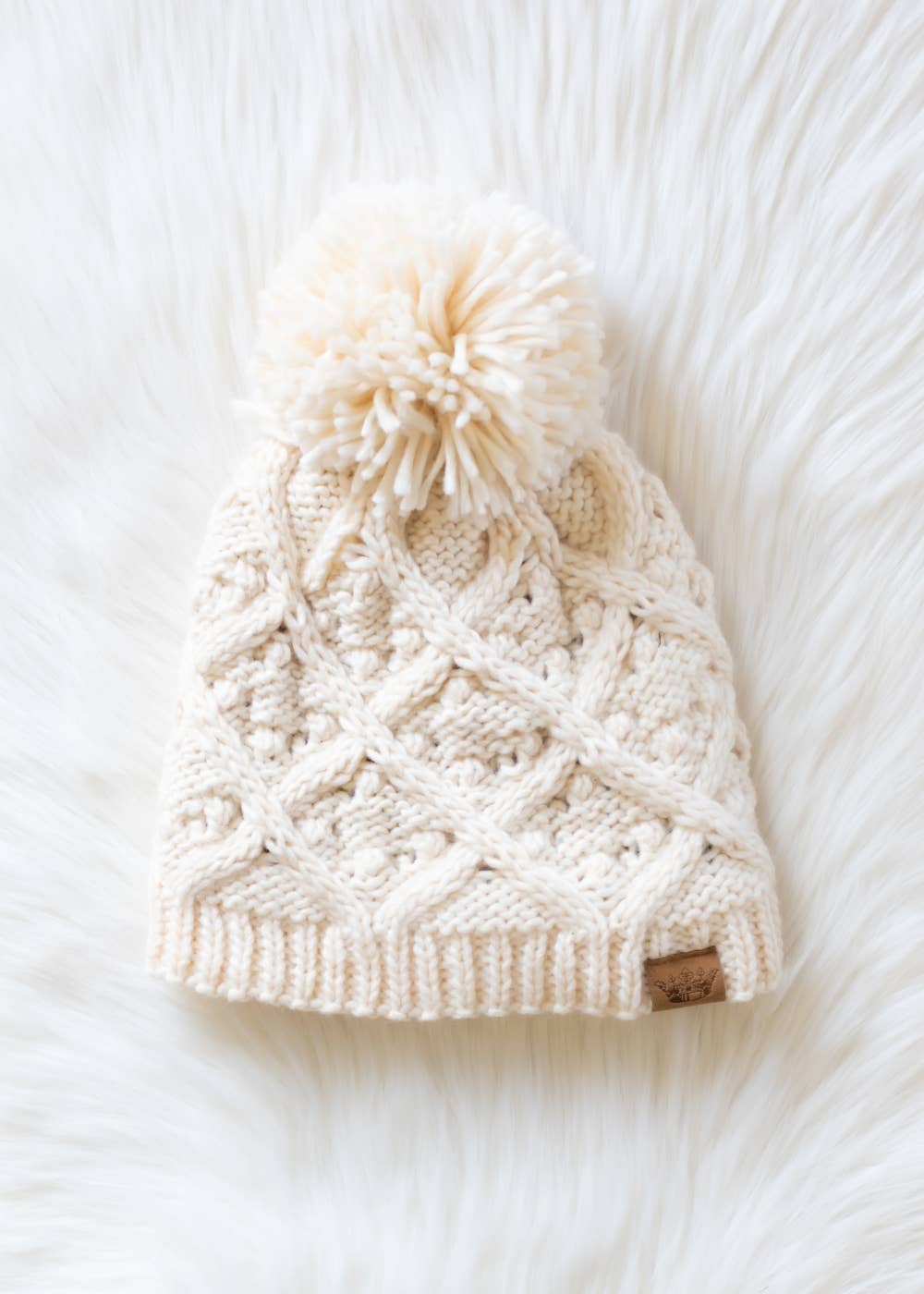 Cream Knit Pom Hat | Panache Apparel Co.