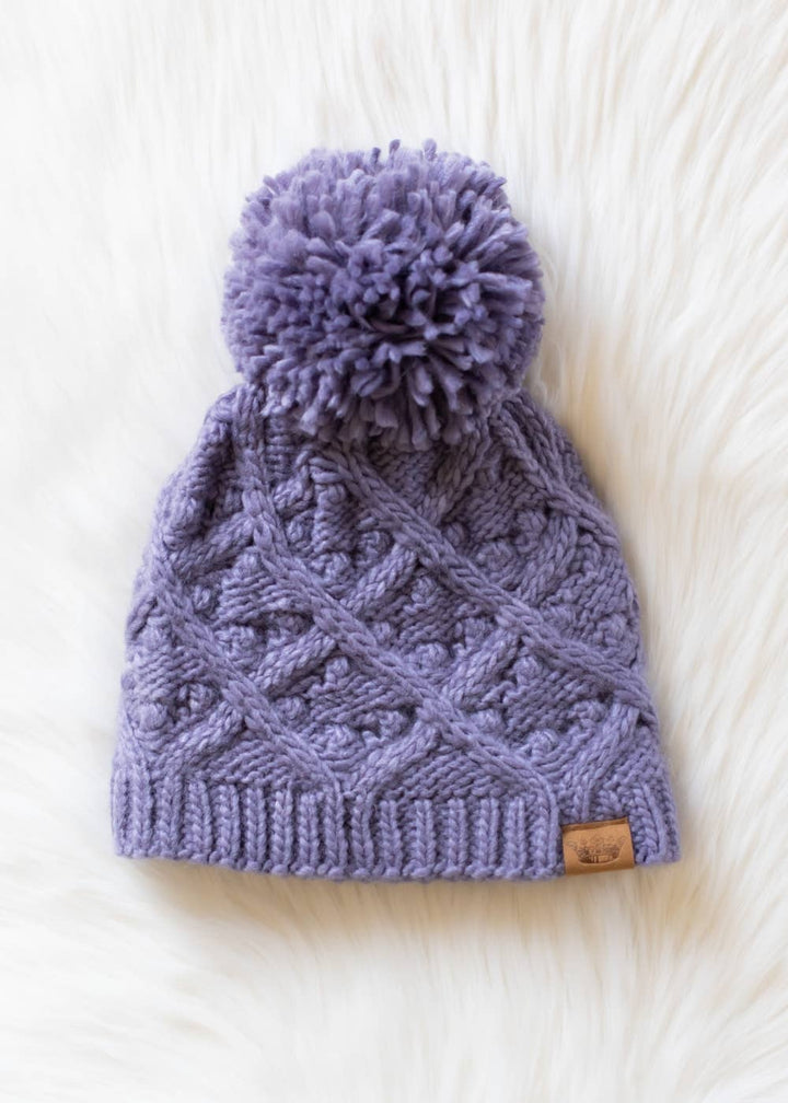 Periwinkle Knit Pom Hat | Panache Apparel Co.