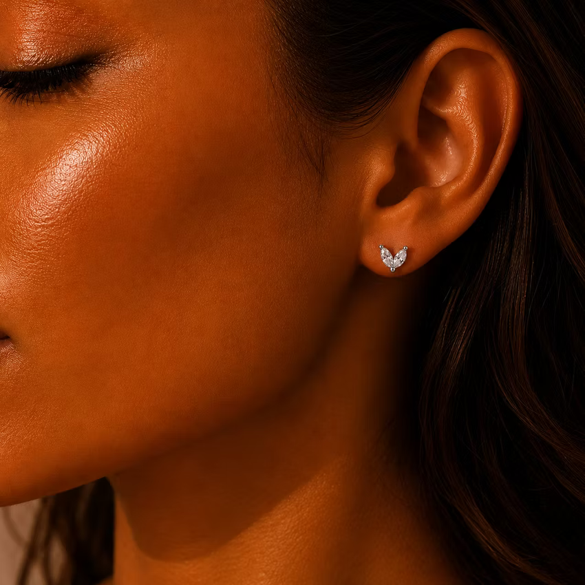 Crystal Butterfly Stud Silver Earrings | Alysha James Jewelry