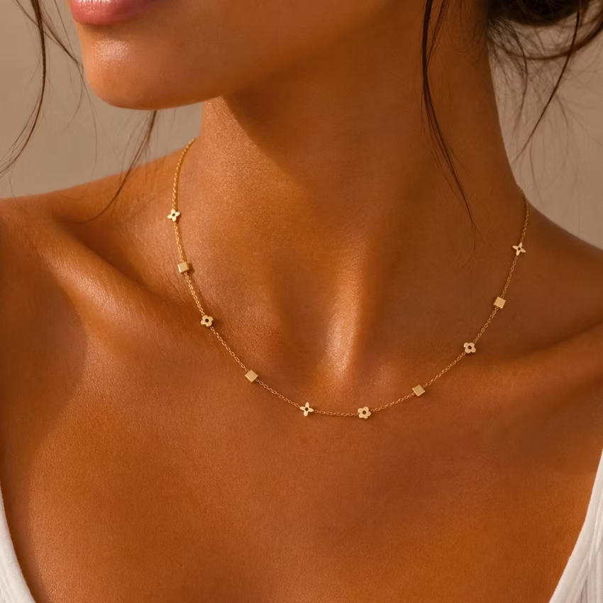 Floral Station Gold Necklace | Alysha James Jewelry