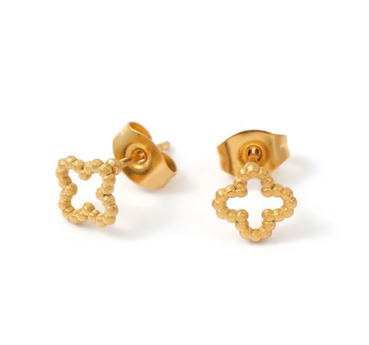 Open Clover Stud Gold Earrings | Alysha James Jewelry