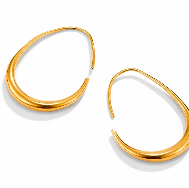 Tear Drop Minimalist Hoop Gold Earrings | Alysha James Jewelry
