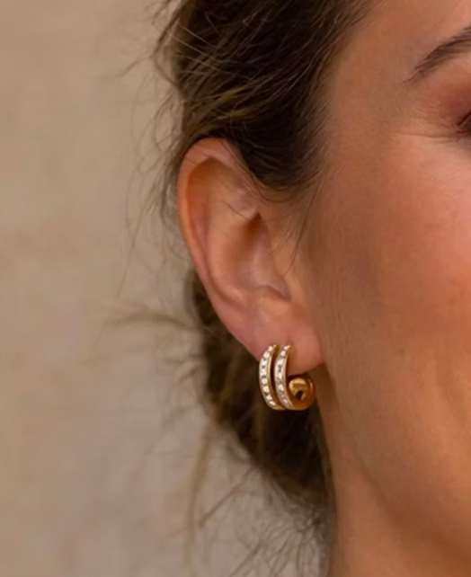 Double Row Pave Cuff Gold Earrings | Alysha James Jewelry