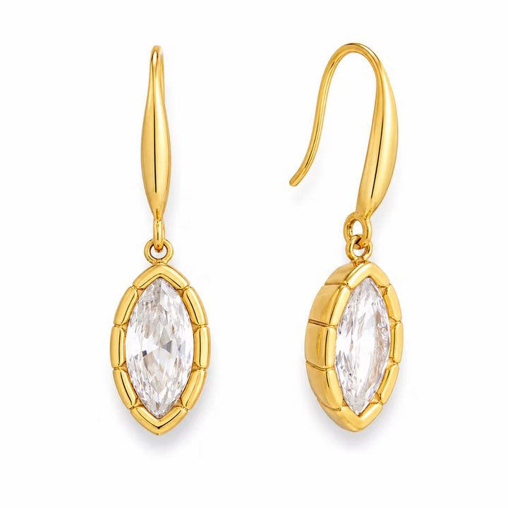 Marquise Crystal Drop Gold Earrings | Alysha James Jewelry