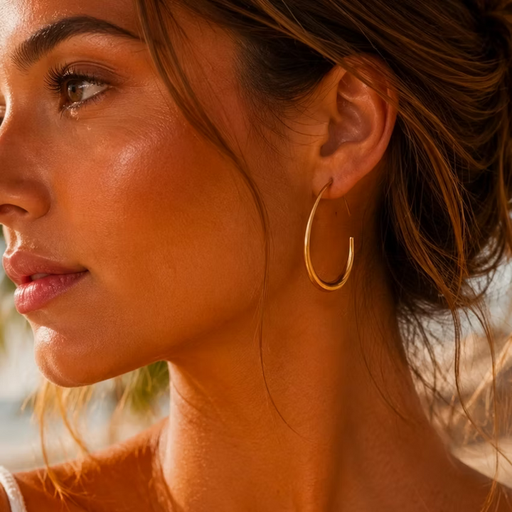 Tear Drop Minimalist Hoop Gold Earrings | Alysha James Jewelry