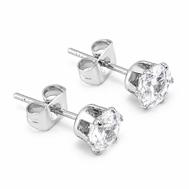 Round Cut Crystal Stud Silver Earrings | Alysha James Jewelry