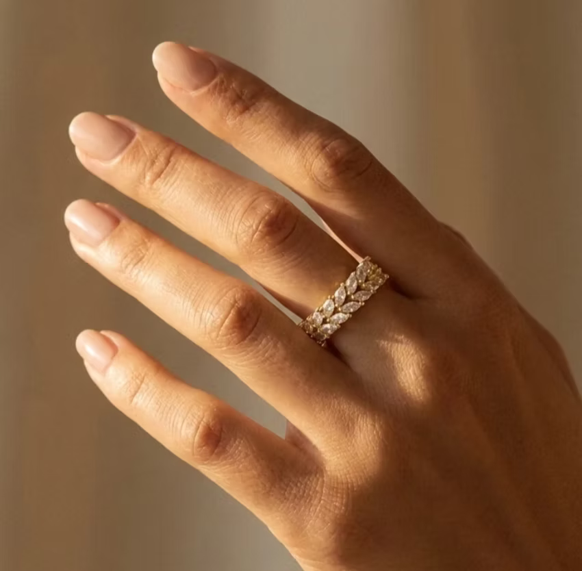 Adjustable Marquise Crystal Statement Gold Ring | Alysha James Jewelry