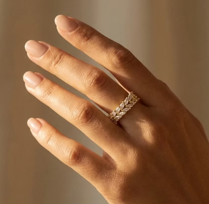 Adjustable Marquise Crystal Statement Gold Ring | Alysha James Jewelry