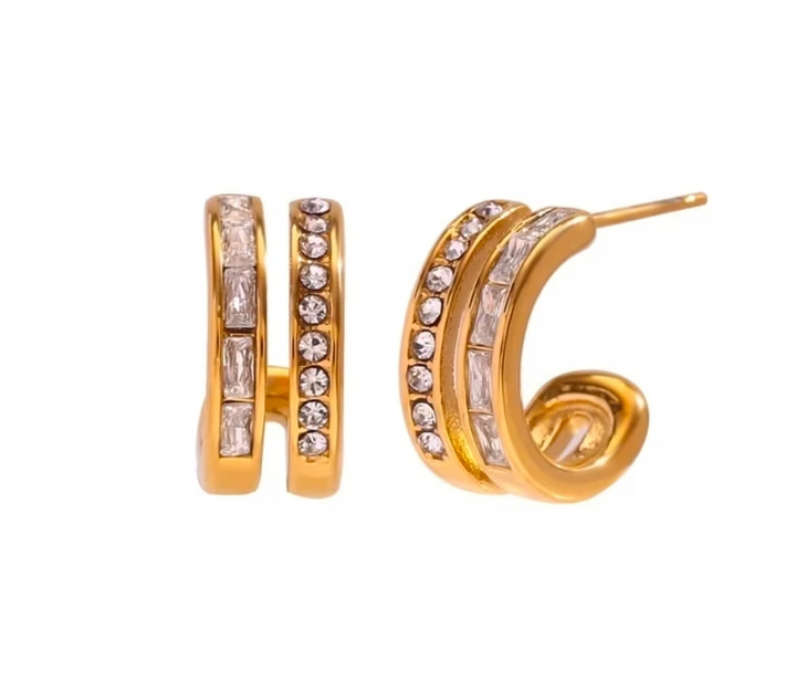 Double Row Pave Cuff Gold Earrings | Alysha James Jewelry