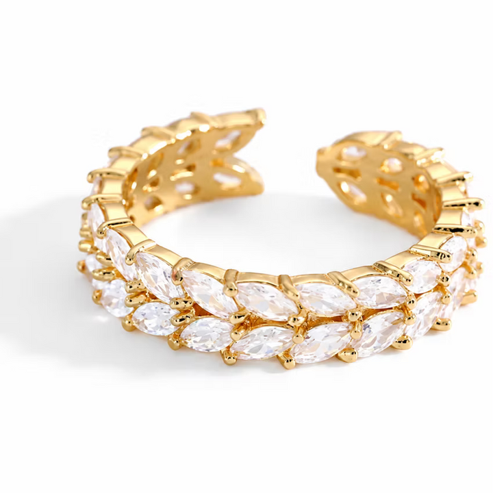 Adjustable Marquise Crystal Statement Gold Ring | Alysha James Jewelry