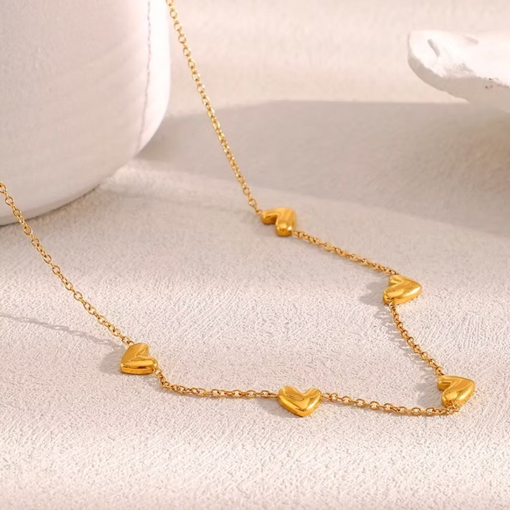 Dainty Heart Station Gold Necklace | Alysha James Jewelry