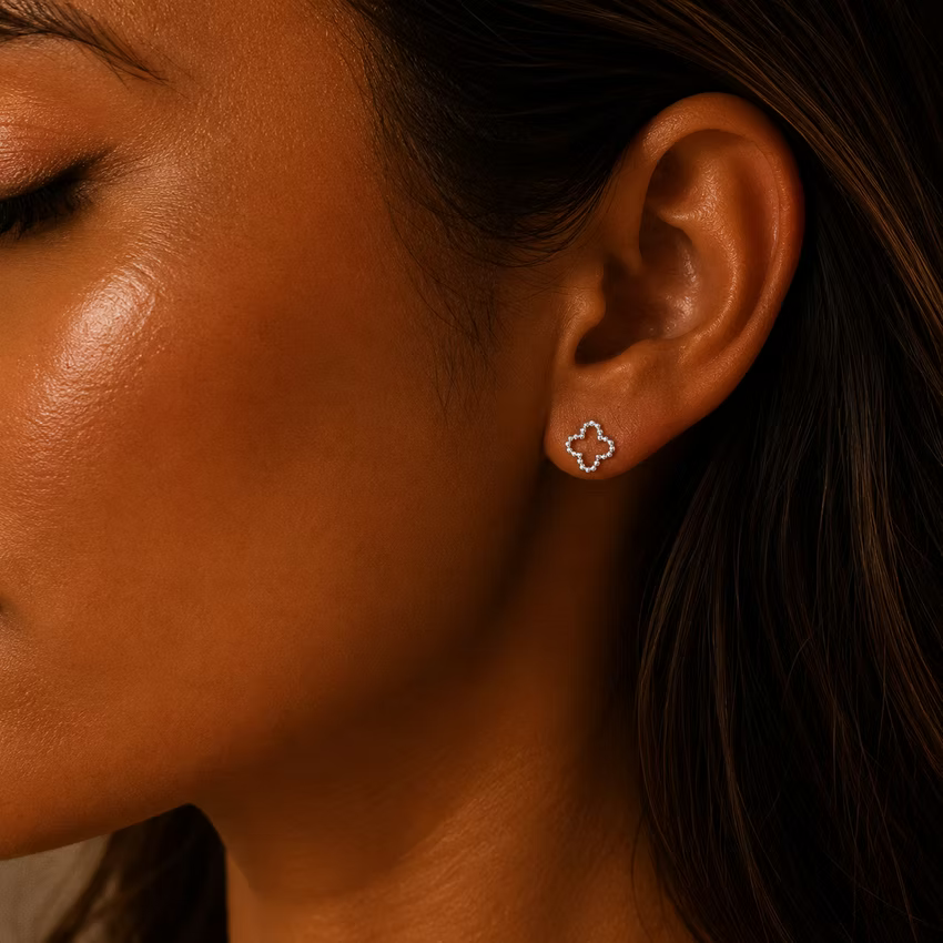 Open Clover Stud Silver Earrings | Alysha James Jewelry
