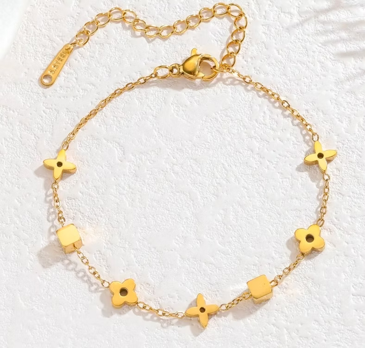 Floral Station Gold Bracelet | Alysha James Jewelry
