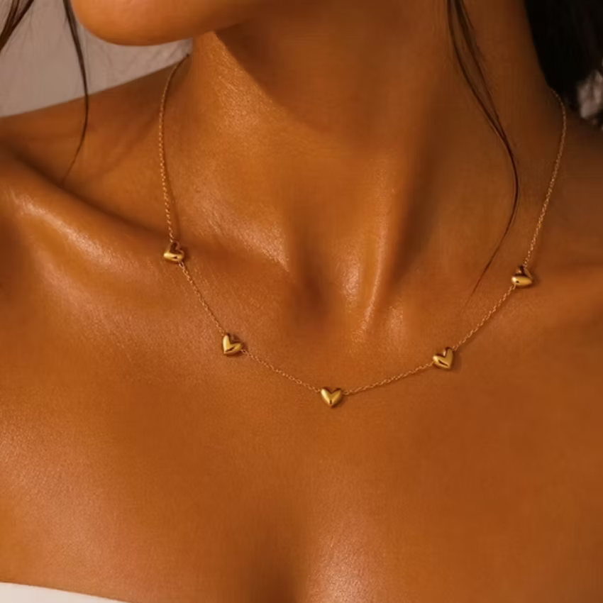 Dainty Heart Station Gold Necklace | Alysha James Jewelry