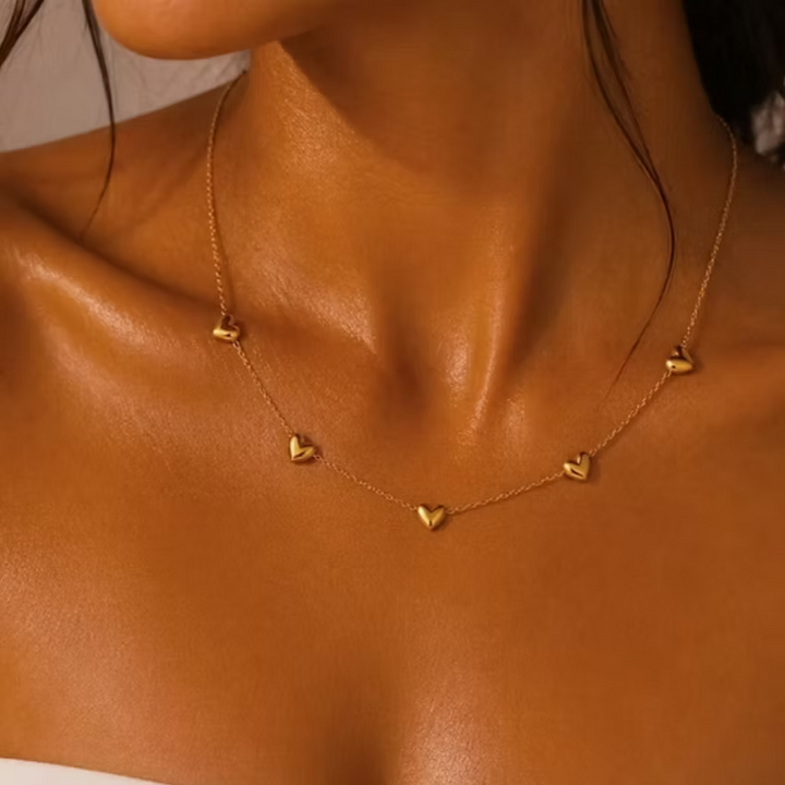 Dainty Heart Station Gold Necklace | Alysha James Jewelry
